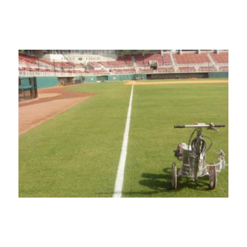 Stripe marking painting baseball field foul grass turf lines baseball batters box.