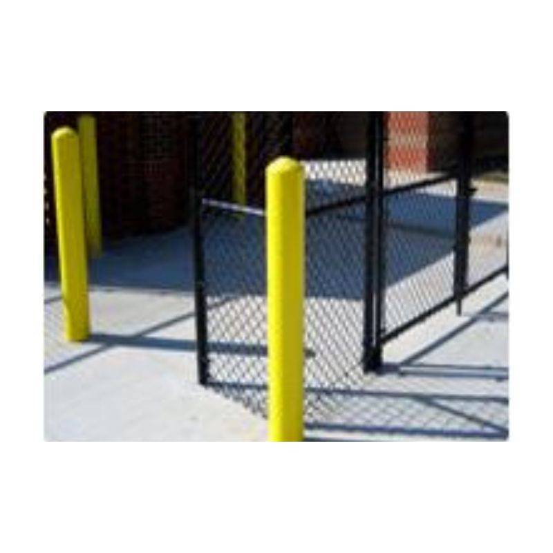 Yellow Bollards And Black Fencing