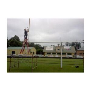 Distant View Of Field Goal Post Painted Yellow Using Direct-To-Metal Coating