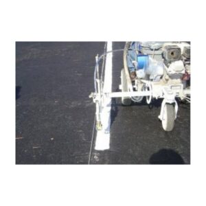 Road Marking Machine Applying White Paint