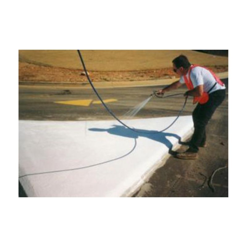 Liquid Thermoplastic Paint Applied With Conventional Traffic Line Marking Airless Spray Equipment.