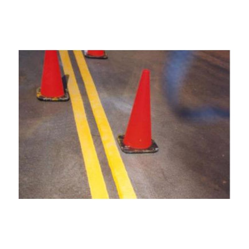 Yellow Line Striping Between Safety Cones