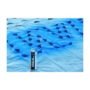 Aerosol chalk painting temporary logos synthetic field turf.