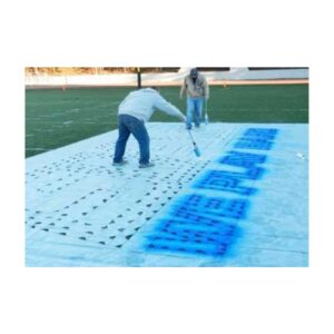 Removable aerosol chalk available is several bright colors.