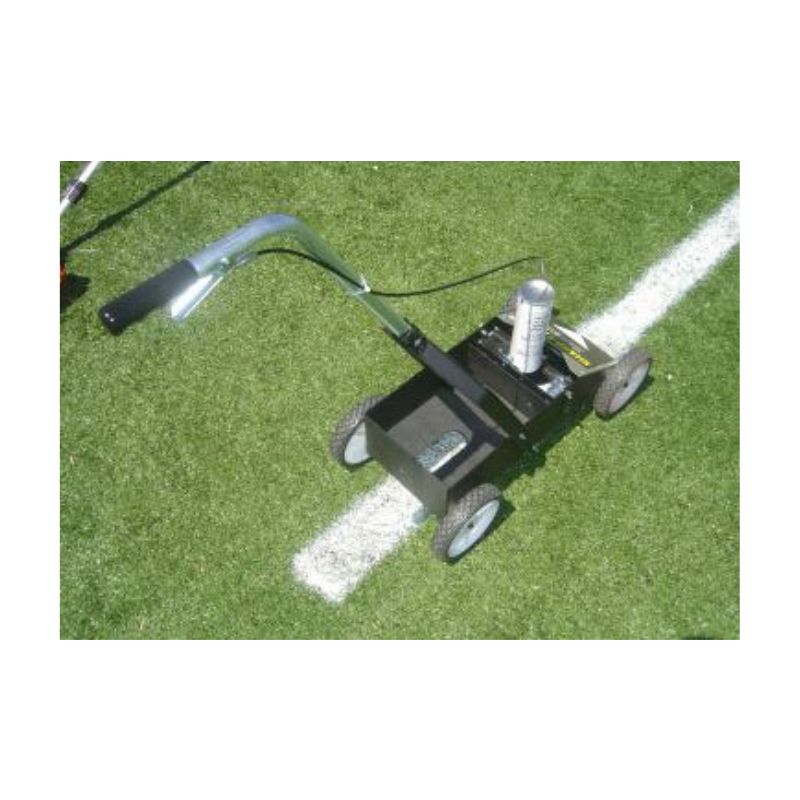 Aerosol spray chalk temporary removable line synthetic field turf.