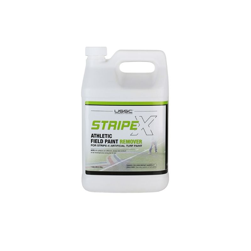 Safe paint remover for taking off removing lines logos from synthetic turf athletic fields. Paint Remover for removing lines logo on synthetic turf sports fields.