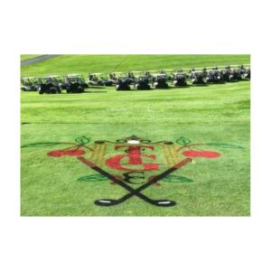 Custom made stencil golf course name logo paint.