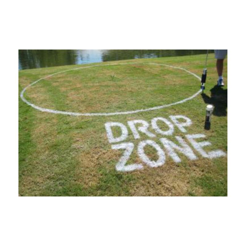 Golf Course Drop Zone Marking aerosol marking paint cans.