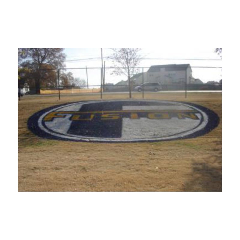 Soccer logo painted aerosol marking white.