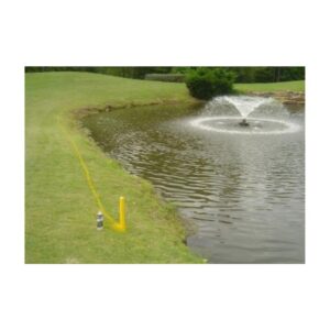 Durable bright paint for marking golf course water hazard.