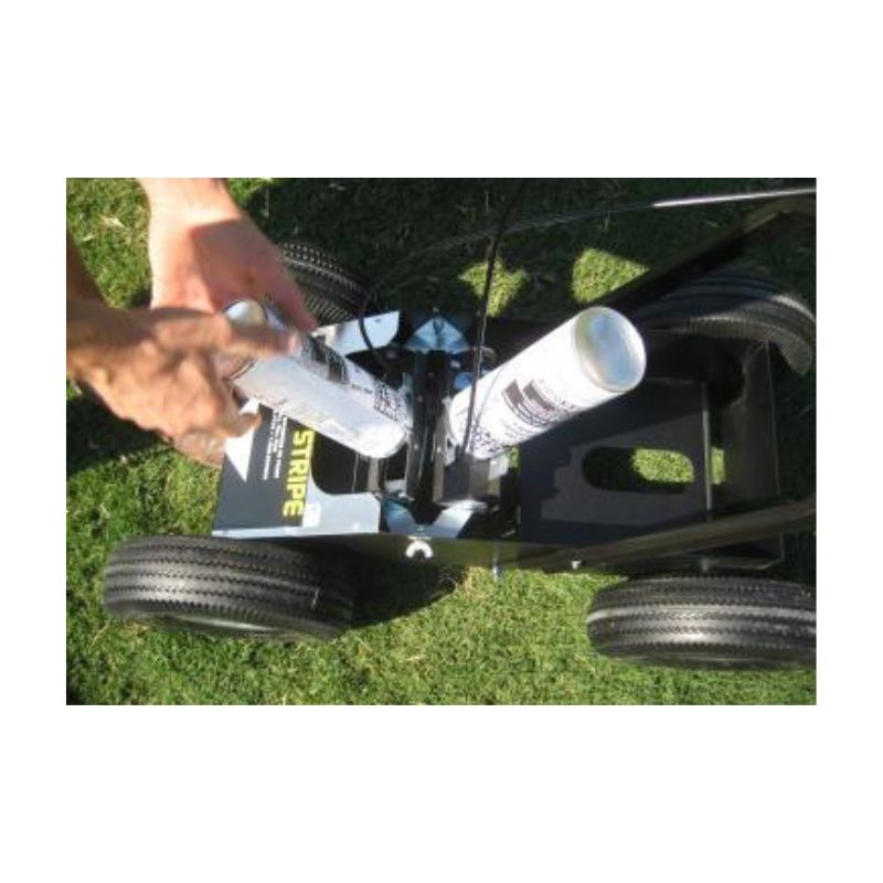 Large aerosol paint two can striping lining striping marking machine.