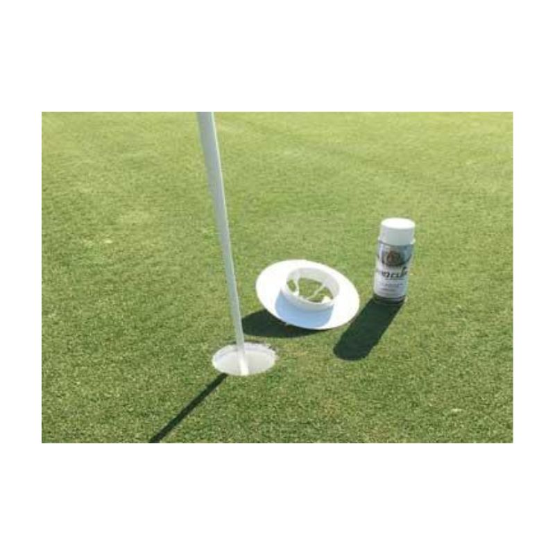 Aerosol Paint To Spray Bright Visible White On Dirt Of Putting Hole.