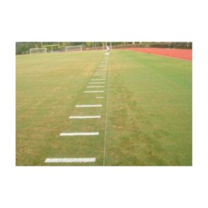 Painting Of Hash Mark Using Aluminum Stencil.