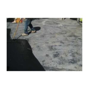 Application Of Asphalt Crack Filler On Asphalt Driveway With Squeegee.
