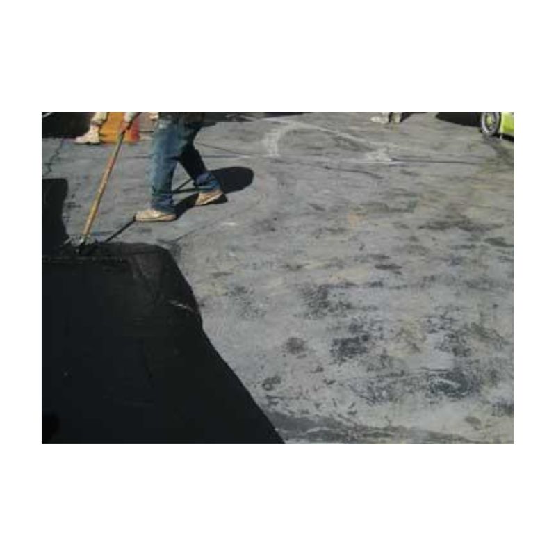 Application Of Asphalt Crack Filler On Asphalt Driveway With Squeegee.