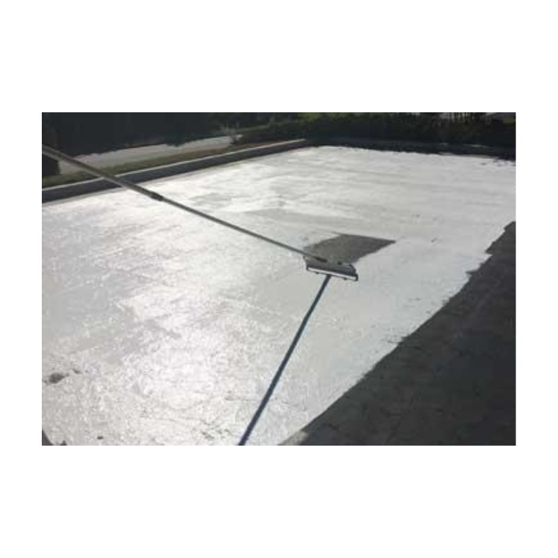 Application Of White Asphalt Coating Sealer Using Airless Spray Machine Roller