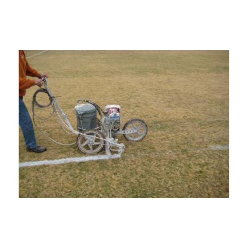 Latex soccer field marking paint ready to spray.
