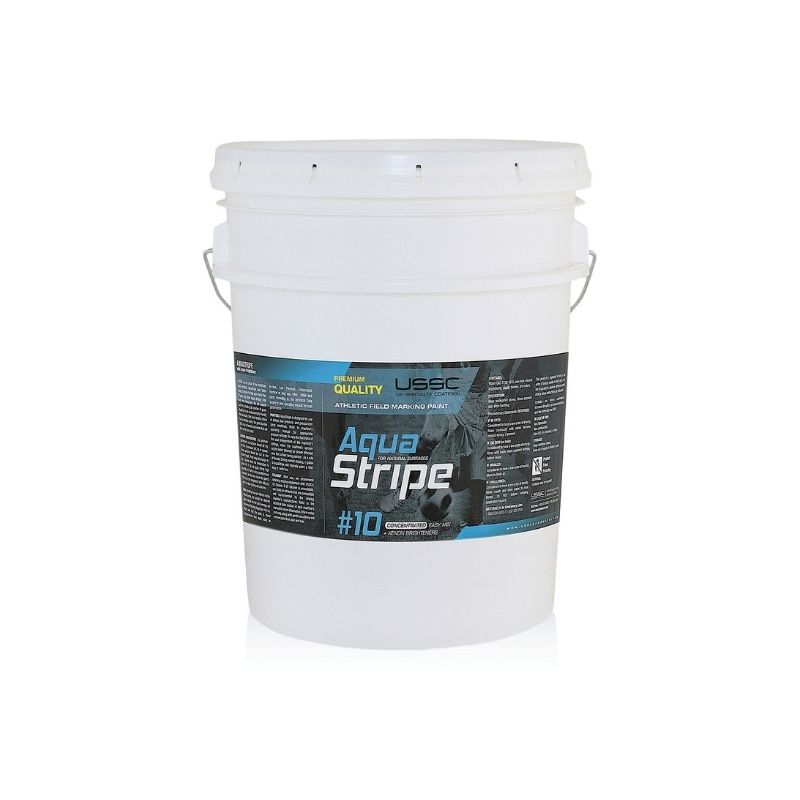 Bright durable white bulk latex paint directly from manufacturer to paint lines logos on football soccer fields. Bright durable acrylic latex bulk paint to paint lines logos football soccer lacrosse college, high school televised games athletic fields.