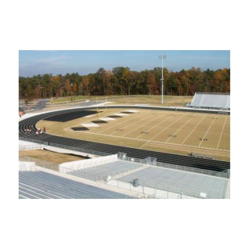 Football field endzone painting paint red white black colors.