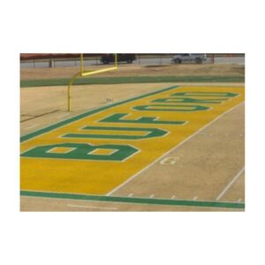 High school football field endzone color paint yellow green.