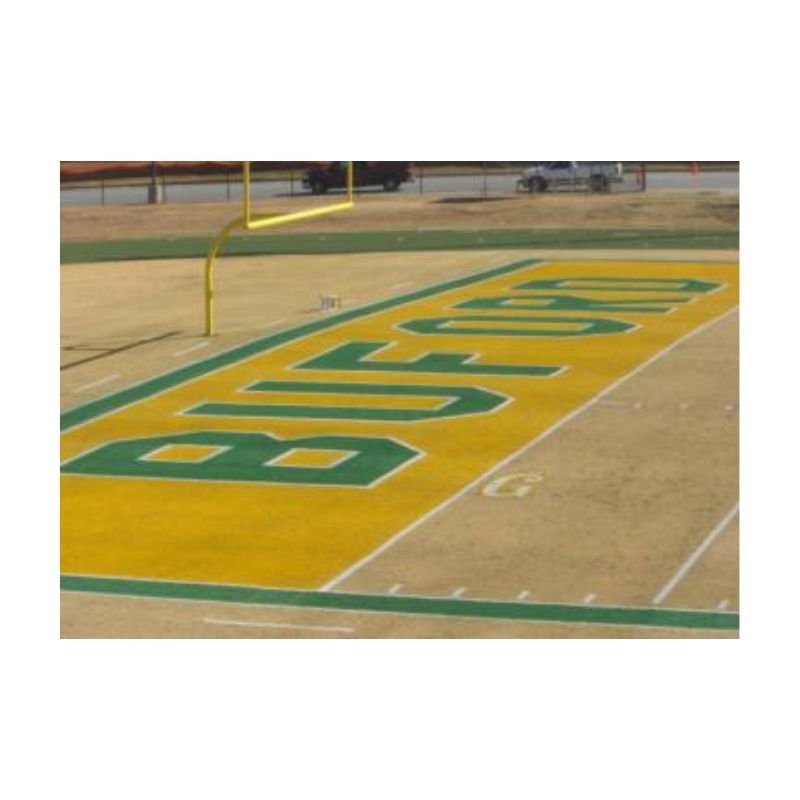 High school football field endzone color paint yellow green.