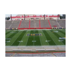 Football Field With Red Grid Lines Overlaid