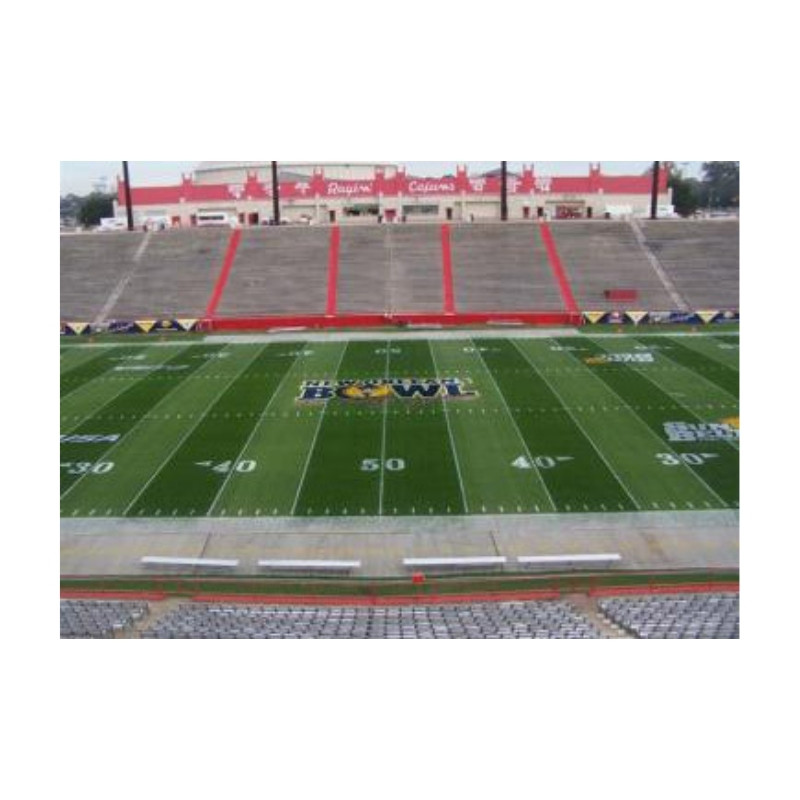 Football Field With Red Grid Lines Overlaid
