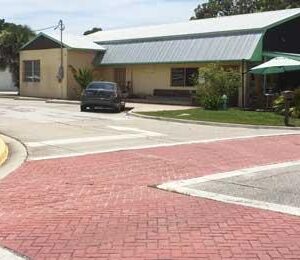 Paint Coating Colors Stamped Concrete Cross Walking.