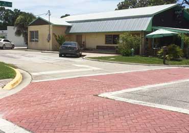 Paint Coating Colors Stamped Concrete Cross Walking.