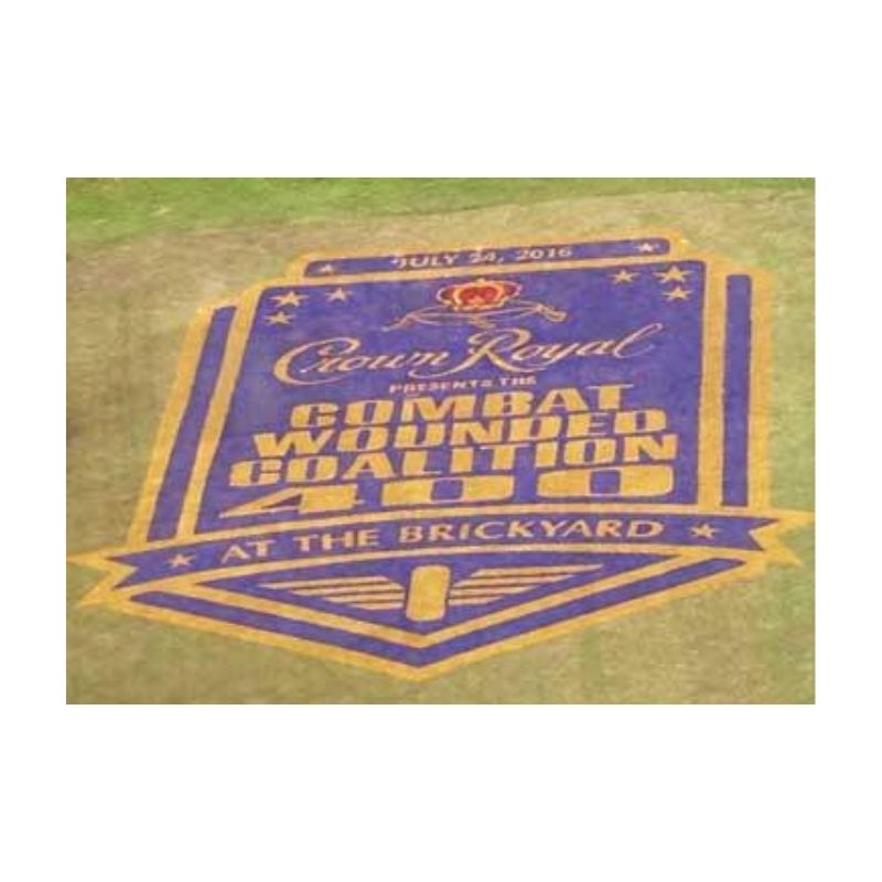 Detailed Purple And Gold Stencil Painted On Athletic Field