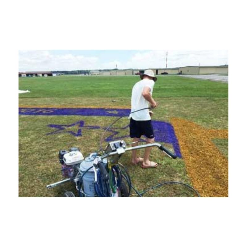 Person Using Paint Machine To Create Logo On Sports Field