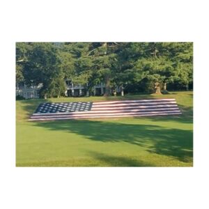 Football Field With Painted Company Logo On Turf
