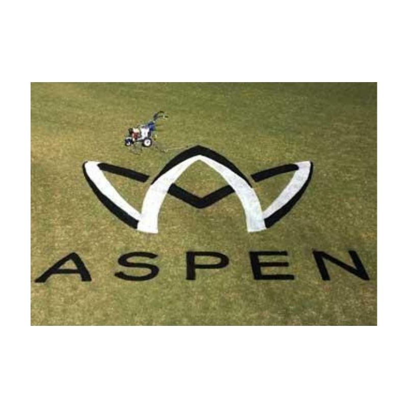 Aspen Logo Stencil Painted On Green Grass