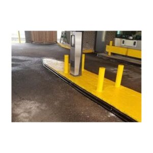 Bank Drive Through Protected With Curb Huggers Yellow Paint.