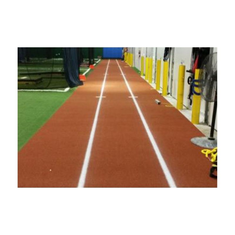 Permanent paint indoor track line markings logos.