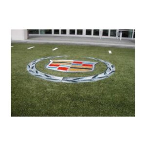 Logo paint permanent aerosol synthetic field turf.