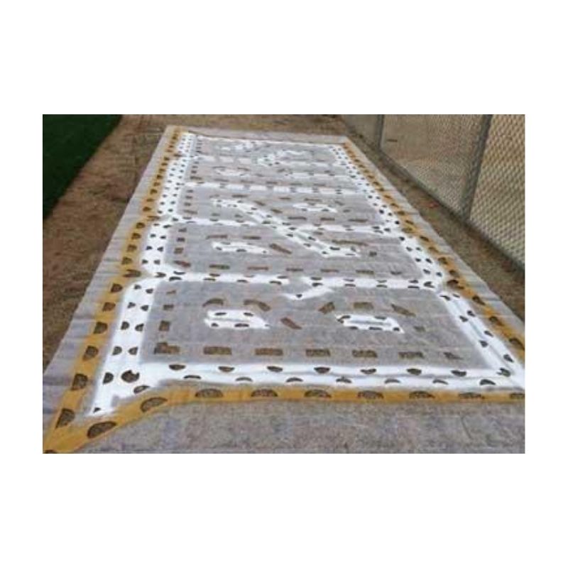 Stencil and permanent paint for synthetic field turf.