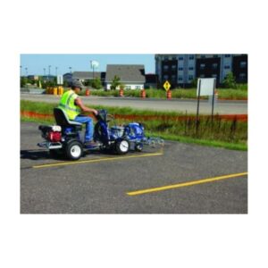 Graco Line Driver Attached To Field Lazer Striping Machine For Ride On Application.