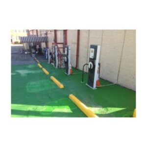 Green Concrete Overlay Coating Electric Car Vehicle Charging Spot Yellow Parking Lot EV Marking Paint
