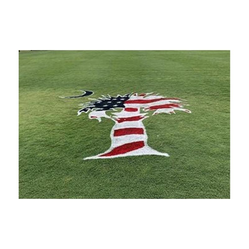 Fund Raising Painting High School University Team Logos Mascots On Home Grass Turf Yards Lawns