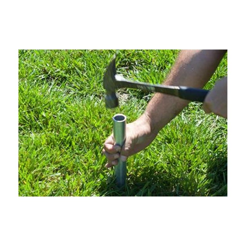 Dig Hole With Pilot Hole Tool To Install Athletic Field Ground Markers.