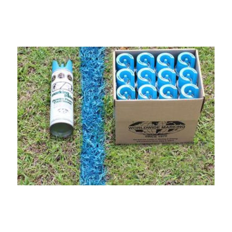 Blue Aerosol Marking Paint Can With Cap Set Outdoors On Grass
