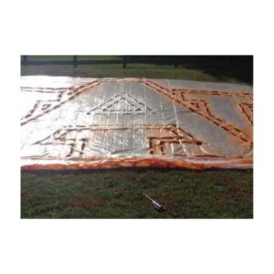 Orange Mascot Logo Stencil On Parking Lot Pavement