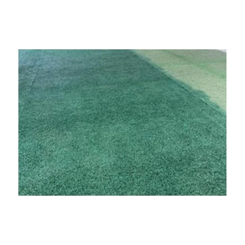 cover up old inlaid lines on synthetic turf with dura stripe aerosol then paint entire turf field green with permanent dye paint