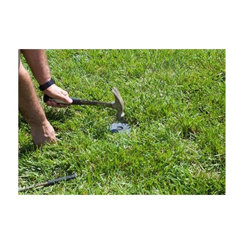 Use Rubber Mallet Install Football Field Ground Markers.