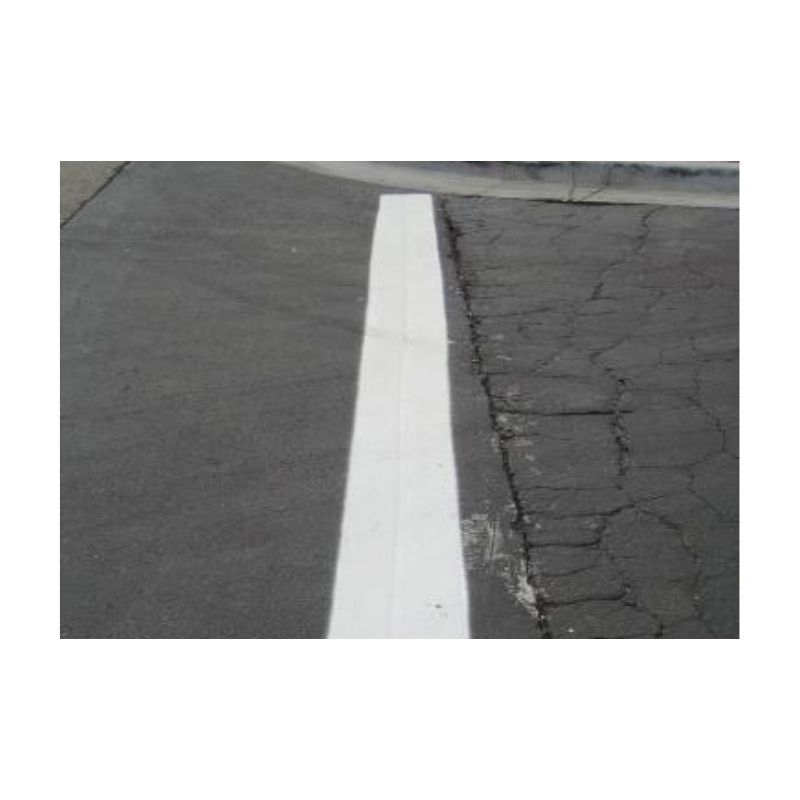 Freshly Painted White Road Divider Line On Dark Blacktop