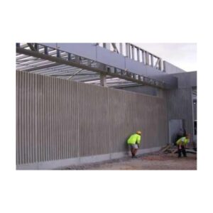 Precast Concrete Slab Spray Application Of Red Lithium Coating.