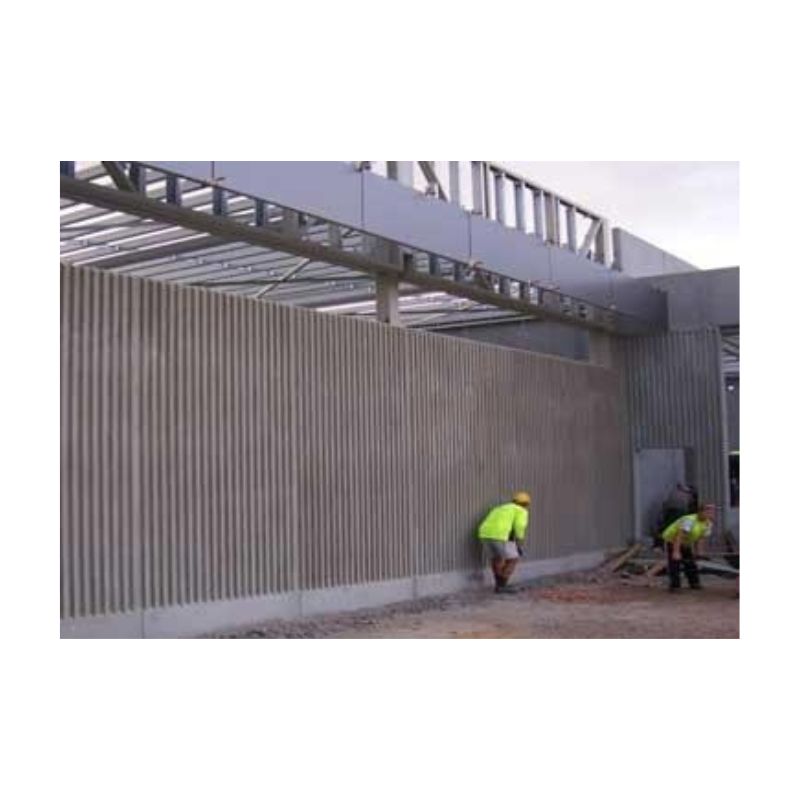 Precast Concrete Slab Spray Application Of Red Lithium Coating.