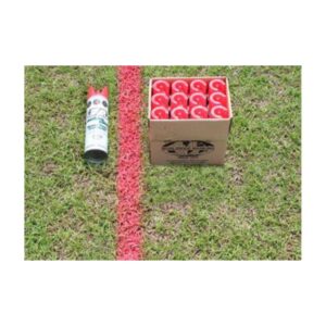 Red Aerosol Line Marked On Grass With Can And Crate Beside It
