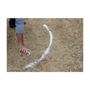 Referee foam sprays thicker when aerosol can is closer to the grass.